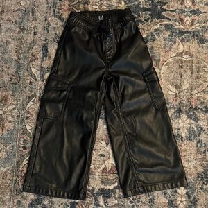 GAP Kids Black Faux Leather Cargo Pants